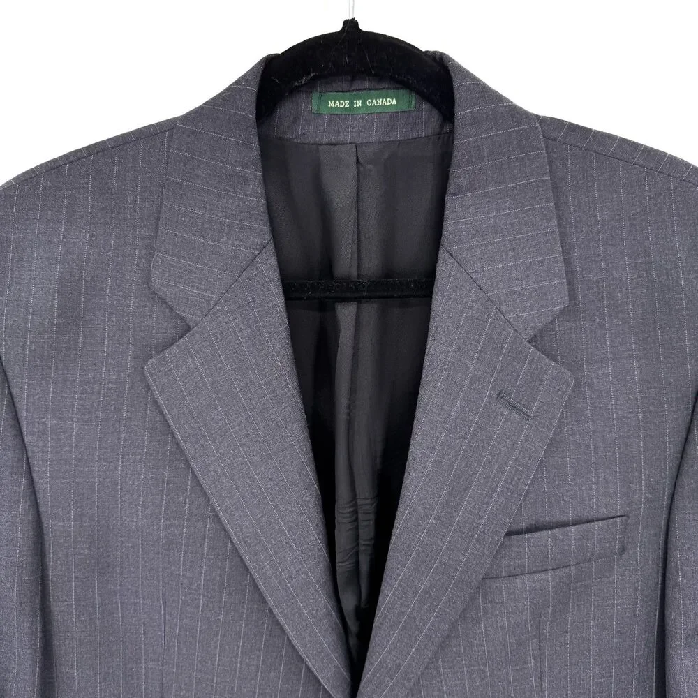 LAUREN RALPH LAUREN Gray Pinstripe 2 Button Blazer Jacket Size 38S